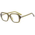 Retro square translucent olive green sunglasses with silver rivet accents and full frame - Olive Green / Clear Lens