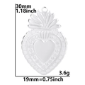 Vue détaillée du pendentif cœur fraise avec dimensions de 30mm par 19mm - Pendentif uniquement / Couleur Acier