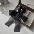 Elegant black tulle bow hair clip with satin ribbon and organza fabric detail - Black Hair Tie