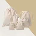Beige velvet drawstring jewelry pouches in various sizes for ring and necklace storage - Drawstring Style / 9*12cm / Off White