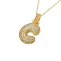 Iced-out gold alphabet C pendant with box chain featuring sparkling pave-set cubic zirconia - Gold C