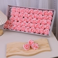 Gifts box of fifty pink soap rose heads for Valentine's Day and wedding decoration - 3 Layers (50 Pcs/Box) / Light Pink