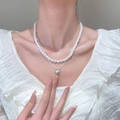 01 White K S406 Double Heart Pearl