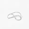 Irregular wavy double ring in silver 316 stainless steel with minimalist line design - Irregular Wave Style (PD753) / Silver