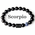 Bracelet Scorpion en perles de pierre naturelle avec signe du zodiaque gravé et onyx - Scorpion (Type 02)