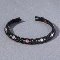 Hip-Hop-Magnetarmband aus schwarzem Metall mit rosa Edelsteinen und Kristall-Strass - Schwarz Rosa Strass Armband