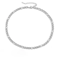 Polished silver Figaro chain necklace with lobster clasp and extension on white background - 42+5cm / 6mm / Steel