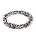 Retro Cuban link bracelet in antique silver finish with iced-out micro-paved zircons - Antique Silver (KB118465-BDJX)