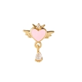 Gold-plated wing heart earring with pink enamel and pear-cut zircon stone - Heart Magic Wand