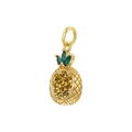 Detailed close-up of a gold pineapple pendant with yellow and green inlaid gemstones - Gold Multi Color Zircon Pineapple