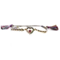Bracciale intrecciato colorato con cuore, perline dorate e zirconi multicolore - Corda Colorata Stile Etnico