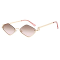 Lunettes de soleil losange sans monture avec verres dégradés roses et monture en or - Monture Dorée Verre Dégradé Thé Rose