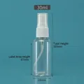 30ml clear plastic spray bottle with white pump and 103mm total height dimension - 30ml / Clear