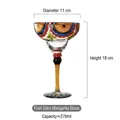 Hand-painted 270ml margarita glass with colorful fruit pattern and yellow stem - Red Orange Fruit