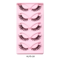 Fünf Paar Cat-Eye falsche Wimpern mit transparenten Bändern, Stil HLY5-24 auf rosa Schale - Klarer Alltag-Stil (HLY5-24) / HLY5-24