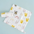 Soft 6-layer cotton baby muslin square featuring colorful cartoon rabbit and rainbow print - Mickey Rabbit