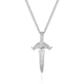 Vintage zwaardhanger ketting van titaniumstaal voor heren met een getextureerde afwerking - Zilveren Ketting (60cm)
