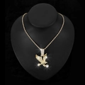 Hip hop eagle pendant necklace with sparkling stones on gold plated rope chain - Gold Pendant + 20 Inch Rope Chain