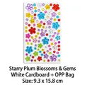 Colorful plum blossom crystal rhinestone stickers in 9.3x15.8cm white card packaging - Starry Plum Blossom Shape (White Plain Card)