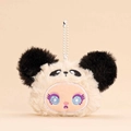 Ciondolo in peluche panda con dettagli del viso ricamati e catena a sfere in metallo bianco - Panda / Nero e Bianco