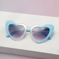 Light blue heart shaped sunglasses with star prints and gradient lenses for women - Blue Star