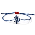 Bracciale intrecciato a mano in blu navy e rosso con motivo a cuore tessuto - Patchwork Blu e Bianco (X-B25021903E)
