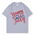 T-shirt gris du 4 juillet avec imprimé Happy Fourth rouge et bleu et étoiles - XS / Haut (318) / Gris