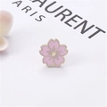 Pink cherry blossom enamel brooch with gold trim and cats eye stone detail - Sakura Pink (40210A)