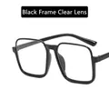 Montura de gafas retro grandes en color negro con lentes transparentes y estilo minimalista - Montura Negra Lentes Transparentes