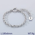 Silver stainless steel 18k chain bracelet featuring a letter X pendant charm and spring clasp - Silver - Letter X (KB186413-Z)