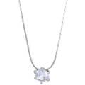 Transparent fishing line necklace with sparkling round zircon heart-shaped pendant - Silver Round Style (12329)