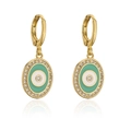 Orecchini in rame placcati oro 18K con malocchio, smalto verde e dettagli in zircone - Occhio del male