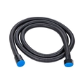 Matte black corrugated shower hose with blue protective caps on high-quality white background - 1.5m Black Shower Hose