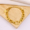 Macro detail of gold plated bracelet featuring diamond-encrusted square charm and 18KGP tag - Gold Style (YS419 Gold-White Rhinestone)