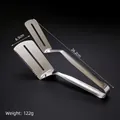 Stainless steel fish spatula tongs, 26.2cm silver metal steak tong with serrated edge - 201 Steak Tong [With Teeth]
