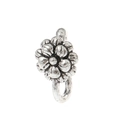 U-shaped non-pierced silver nose ring featuring a geometric 3D flower design - Antique Silver Small Flower (WG-0551)