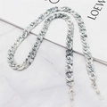 Gray marble acrylic eyewear and face mask chain with silver clasps and silicone loops - Gray-White Marbled