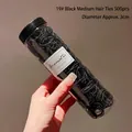 500-pack of 3cm black elastic hair bands for girls in a clear cylinder storage tube - Black Medium (15#) / 300-Piece Set (With Jar)