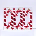 Set of 6 red and white striped candy cane Christmas ornaments with gold hanging strings - Style 7 Candy Cane (6pcs)
