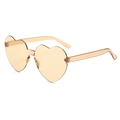 Transparent amber heart shaped rimless sunglasses with integrated amber lenses - Light Tea
