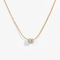 Collana elegante in acciaio al titanio dorato con ciondolo a diamante tondo a sei griffe - 81577 Collana con diamante a sei punte / Oro rosa