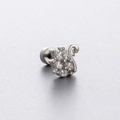 Silver swan stud earring with clear marquise-cut stones and flat back screw post - White Zirconia Swan Style (A76-2# Single)
