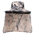 Outdoor camouflage sun hat with wide brim and detachable neck cover flap for fishing - Camouflage