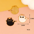 Detail view of 26x21mm Halloween black and white cat pendants for DIY jewelry making - Ghost Cat