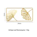 Décoration murale rectangulaire en métal doré avec feuilles de ginkgo, style moderne 12x24cm - Feuille de Ginkgo Rectangulaire / Or
