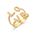 Minimalist gold woven LOVE letter open ring made of polished stainless steel beads - Adjustable Open / LOVE Letter Open Ring