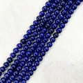 Dunkelblaue natürliche Tigerauge-Rundperlen für die Schmuckherstellung und Armbänder - 6mm / ca. 63 Stk / Veredelter Lapislazuli