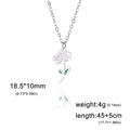 Detailansicht des Blumenanhängers mit Maßen 18,5x10 mm und 45+5 cm Kettenlänge - Stahlfarbe - Lotus