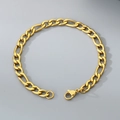 Pulsera de cadena Figaro de acero inoxidable dorado con cierre de mosquetón seguro - Ancho 3mm, Longitud 20cm / Dorado