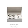 White leather watch and jewelry box set with silver watches and pearl accessories - Set Watch Gift Box / White